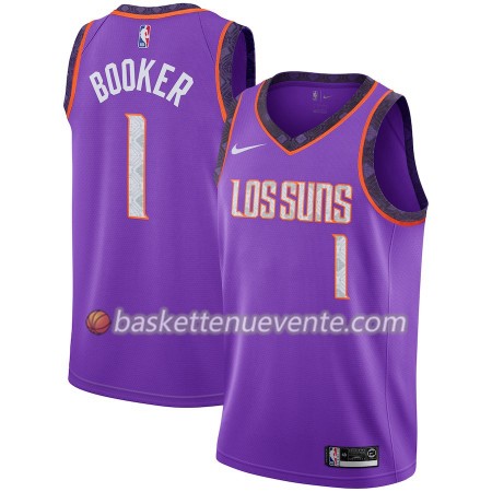 Maillot Basket Phoenix Suns Devin Booker 1 2018-19 Nike City Edition Pourpre Swingman - Homme